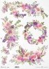 różowe kwiaty, wieniec, akwarela*pink flowers, wreath, watercolour*rosa Blumen, Kranz, Aquarell*flores rosas, corona de flores, acuarela